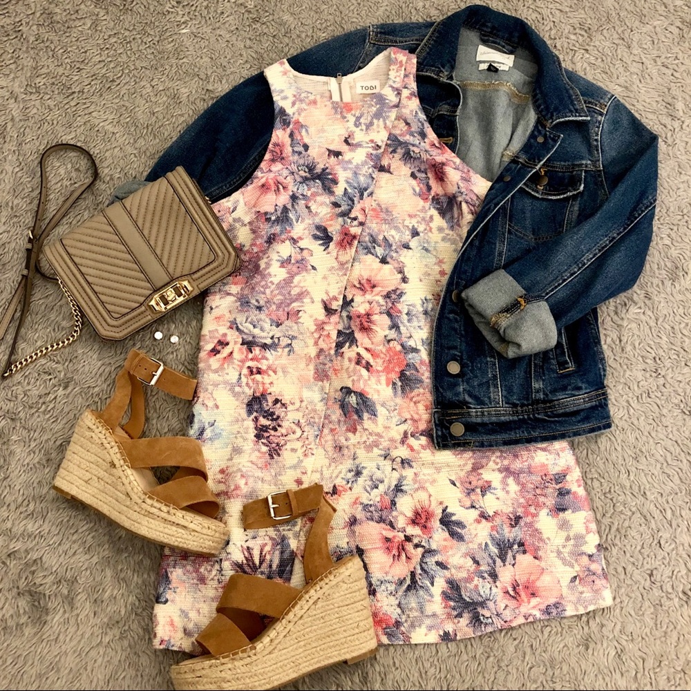 Tobi Floral Patterned Shift Dress Size S